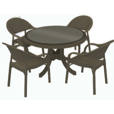 Стол со стеклом HM-425 brown круглый ⌀ 120 см