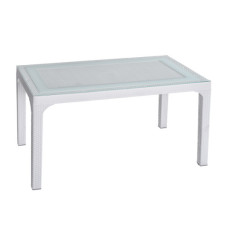 Стіл HM-725 Pamukkale Rattan Masa 80*140 со стеклом  White