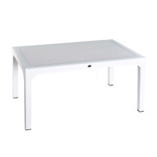 Стол HM-730 OLIMPIA ROTTAN MASA 90*150 со стеклом White